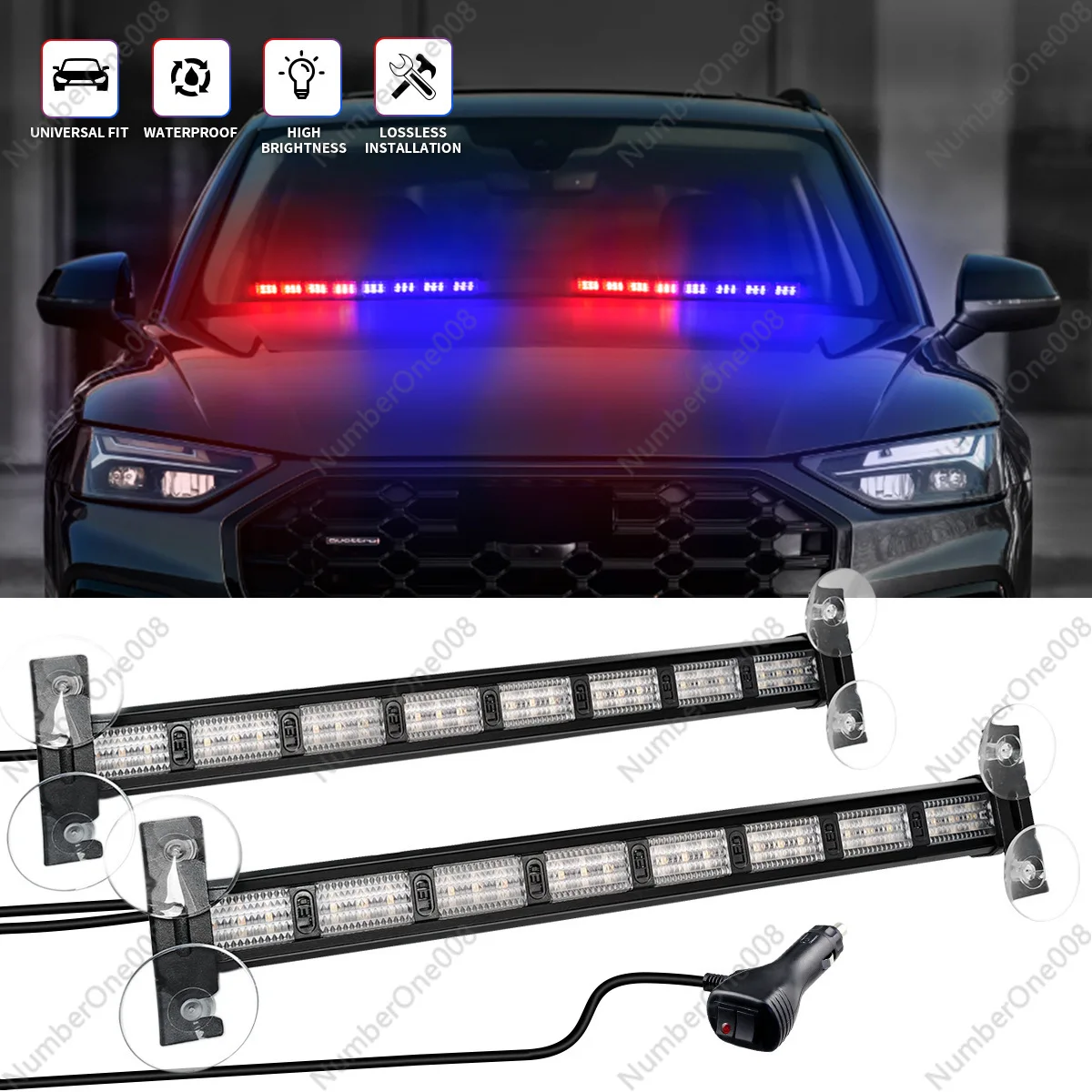 Car LED color-changing pole light, multi-functional strip warning light, construction vehicle roadblock