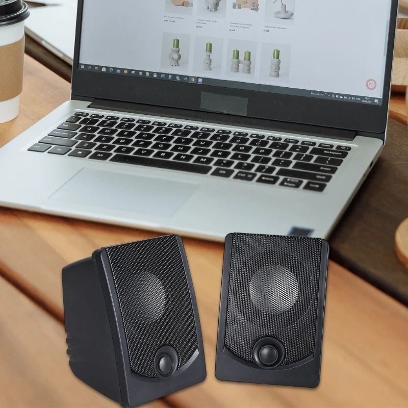 2pcs Convenience Desktop PC Speaker 3WComputer Speaker for Sound Output