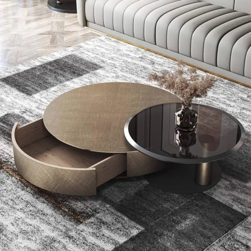 Mesas de centro modernas de lujo, mesas de centro redondas negras para sala de estar, mesas de centro para el hogar, apartamentos, muebles para sala de estar