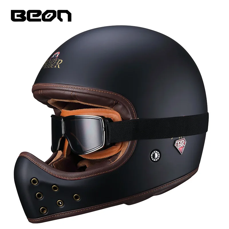 BEON BR-52 Carbon fiber Glass Vintage Full helmet for men and women Motorcycle helmets Motorcycle racing all seasons