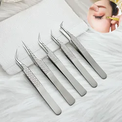 Fiber Tips Eyebrow Tweezers for Eyelash Extensions Eyelashes Tweezers Lash Tweezers with Fiber Tip Eyebrow Hair Removal Tweezers