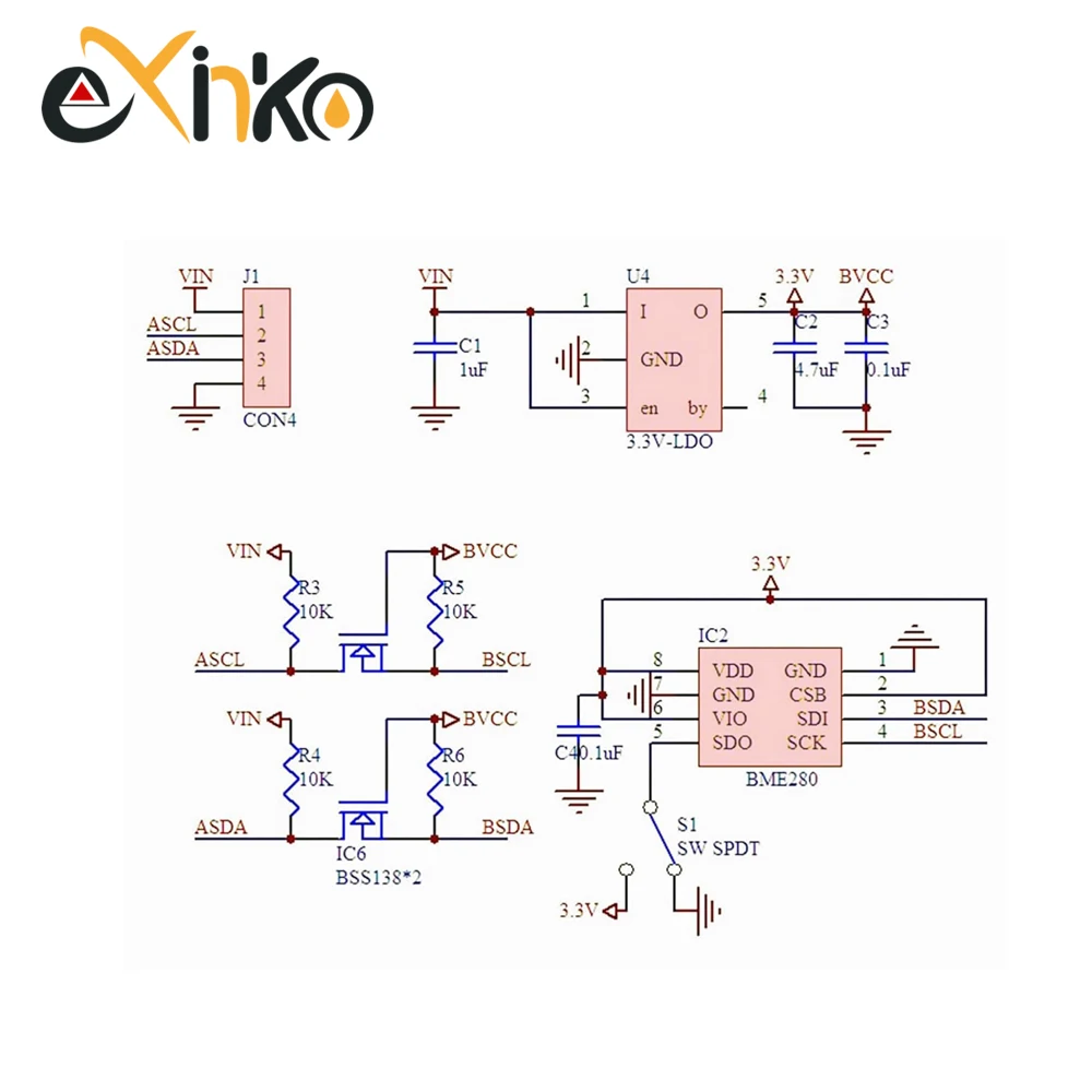 4PCS BME280 5V 3.3V Digital Sensor Temperature Humidity Barometric Pressure Module I2C SPI for Arduino