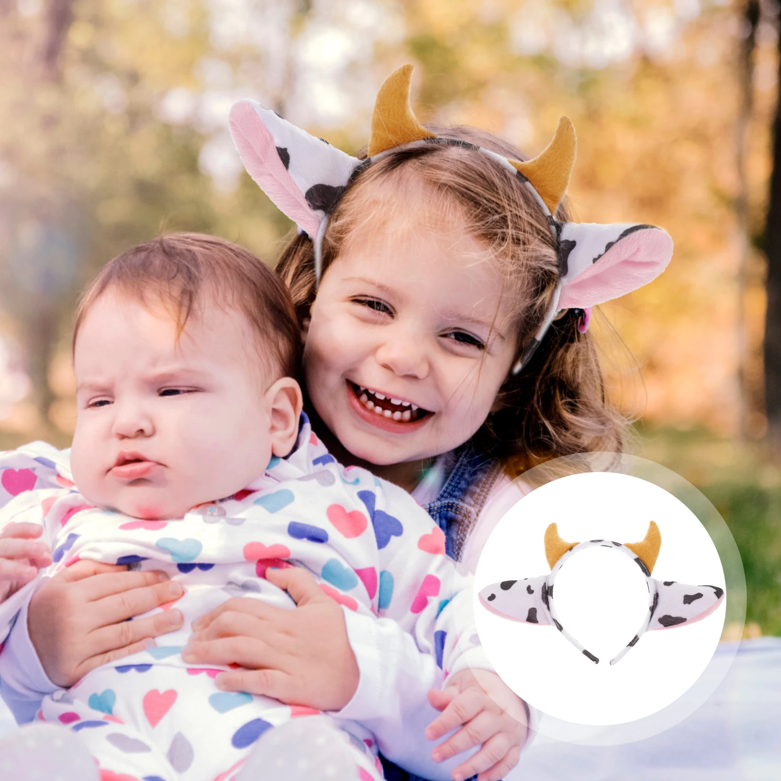 

Dairy Cow Headband Novelty Cattle Horns Hairband Cute Animal Costume Accessory Birthday Halloween Christmas