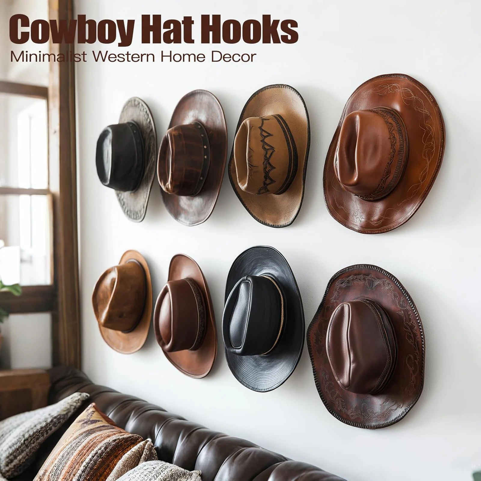 

Wall Mount Cowboy Hat Storage Rack Space Saving Hat Organizer Cowboy Hat Holder for Bedroom Kitchen Bathroom