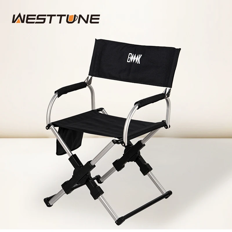 Outdoor Foldable Director\'s Chair Camping Beach Fishing Chair Aluminum Alloy Travel Hiking Picnic Seat Travel Furniture