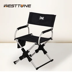 Outdoor Foldable Director's Chair Camping Beach Fishing Chair Aluminum Alloy Travel Hiking Picnic Seat Travel Furniture