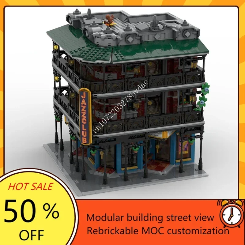 3493 Stuks Nieuwe Orleans Jazzclub Modulaire Moc Creatieve Straatbeeld Model Bouwstenen Architectuur Assemblage Model Speelgoed Geschenken