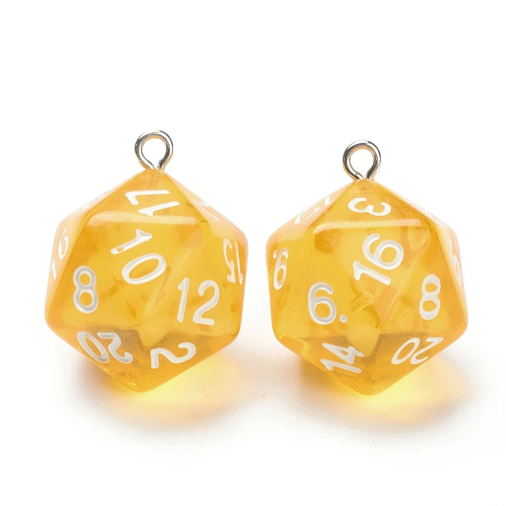 PandaHall 20Pcs Random Colorful 3D Faceted Polyhedral Dice Charms Small Acrylic Dice Charms for Jewelry Making DIY