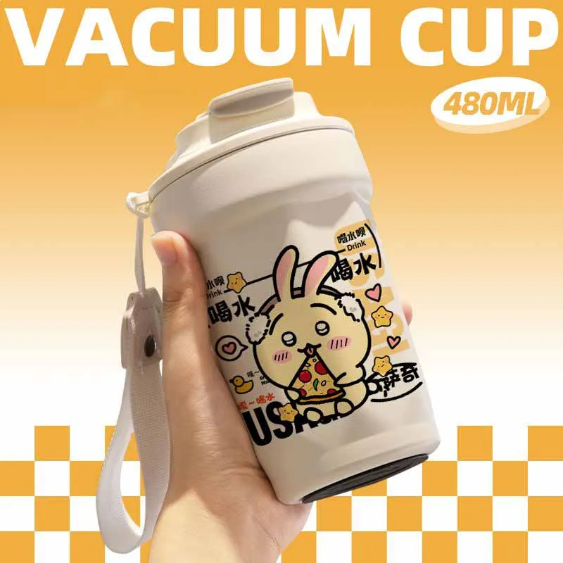 

Chiikawa Kawaii Anime 480Ml Coffee Thermos Cup Cute Usagi Hachiware Cartoon Portable Sturdy and Durable Water Glass Girls Gifts