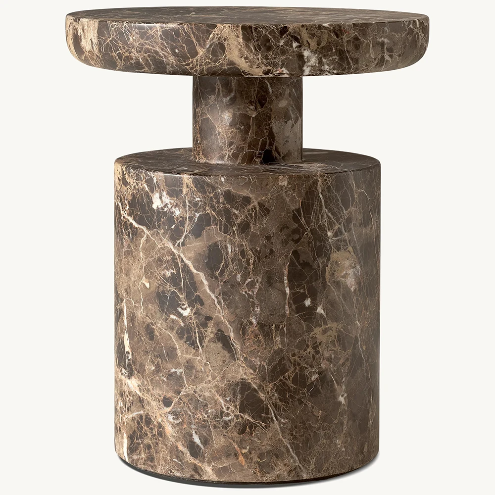 

&d Furniture Round Black Marble Table Side Table Modern Furniture for Indoors Outdoors