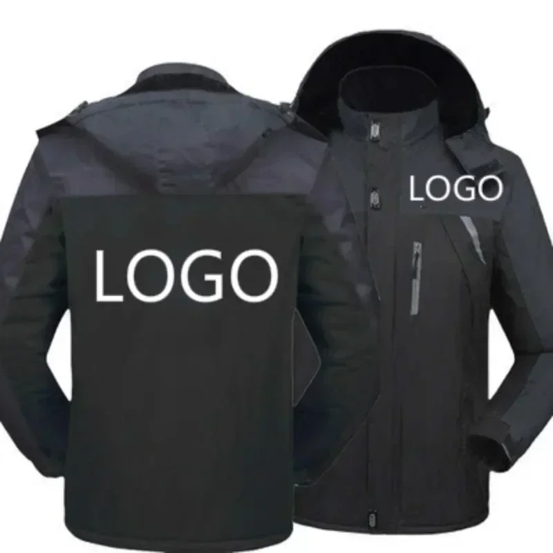 Nova moda de inverno masculina logotipo personalizado lã jaquetas à prova dwaterproof água engrossar hoodies zíper quente alta qualidade outwear