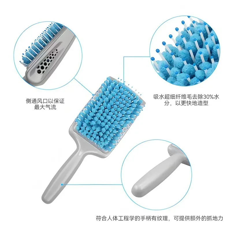 

1pc Professional Absorbent Drying Hair Comb Hair Stylist Recommended Women's Microfiber Bristles Quick Drying Comb for Women