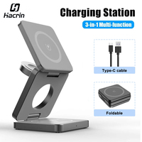 3 in 1 Foldable Magnetic Wireless Charger Stand for iPhone 16 15 14 13 12 Pro Max Apple Watch 9 8 7 Fast Charging Station