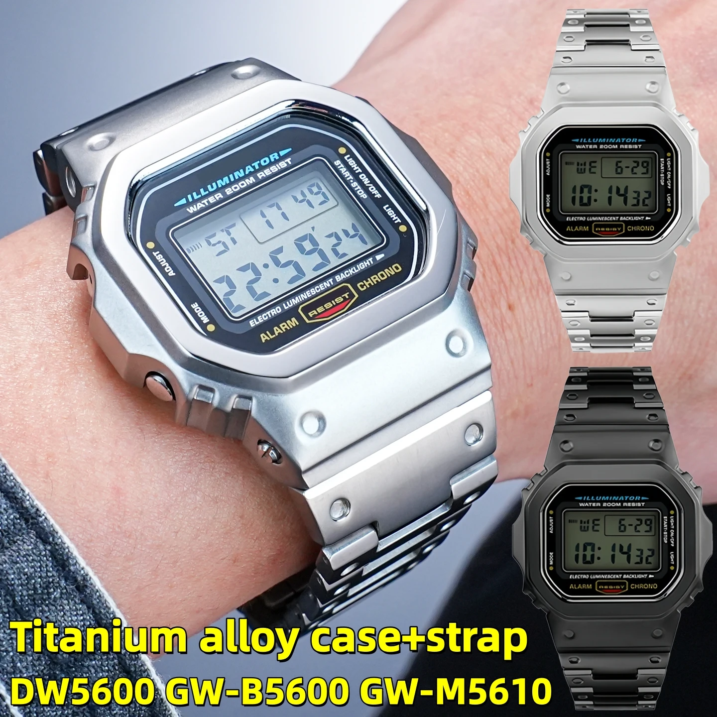 

Комплект для модификации Casio G-Shock DW-5600: корпус и ремешок из титанового сплава, металлический безель, DIY замена (для моделей DW-5600E, GW-B5600, GW-M5610)