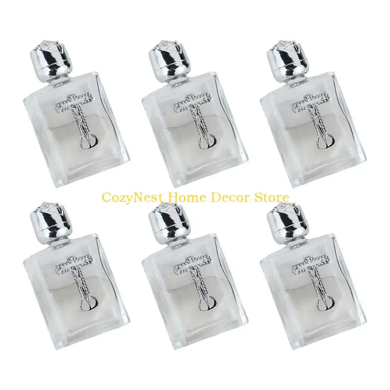 

92MF 6Pieces Mini Holier Water Glass Bottles Travel Friendly Leakproofs Christian Gift