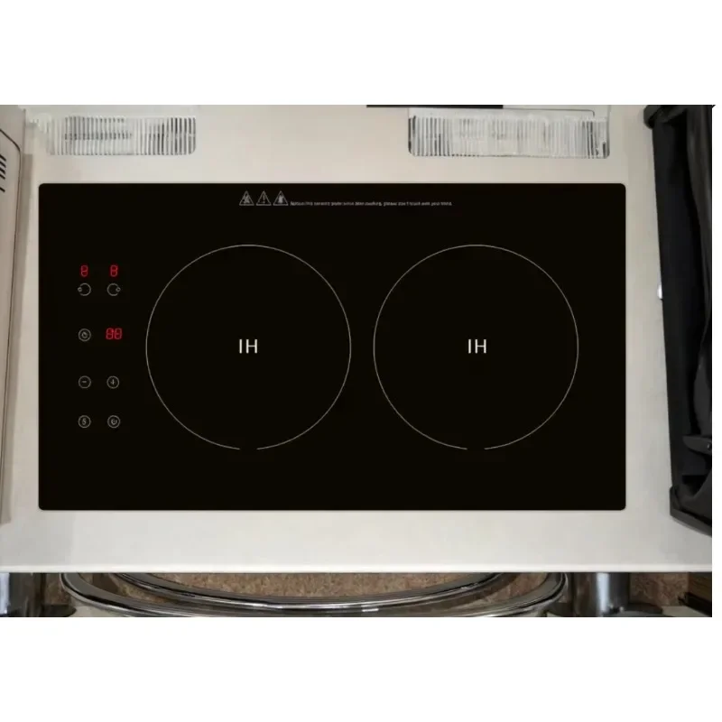 DC48V 2300W Suburban Dual RV Induction Stove | 2-Burner Stainless Steel Caravan Camping High Power Cooktop