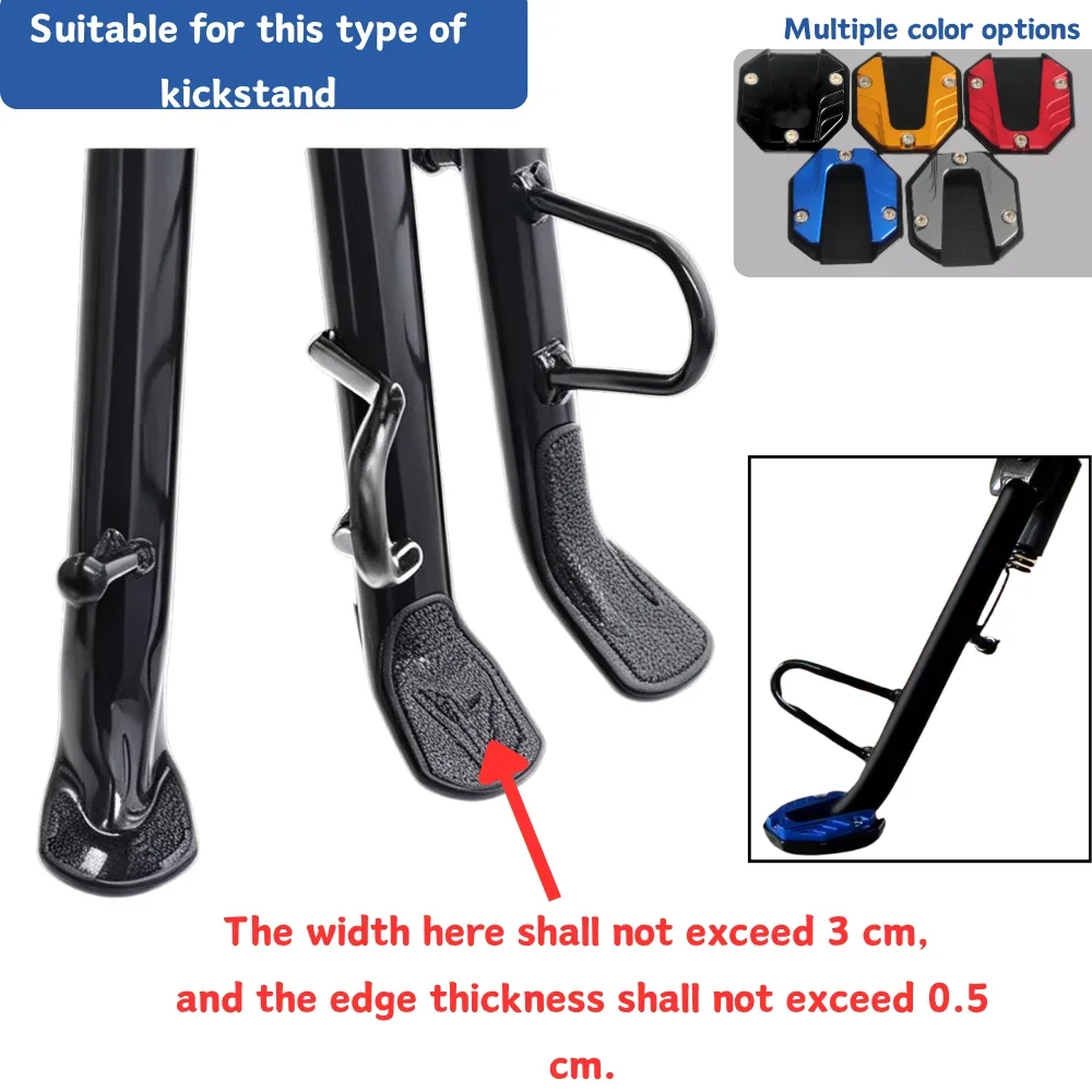 Motorbike Upgraded Aluminum Alloy Side Stand Plate, Sturdy Widened Auxiliary Kick Support Block, Anti‑Skid Footrest Edge