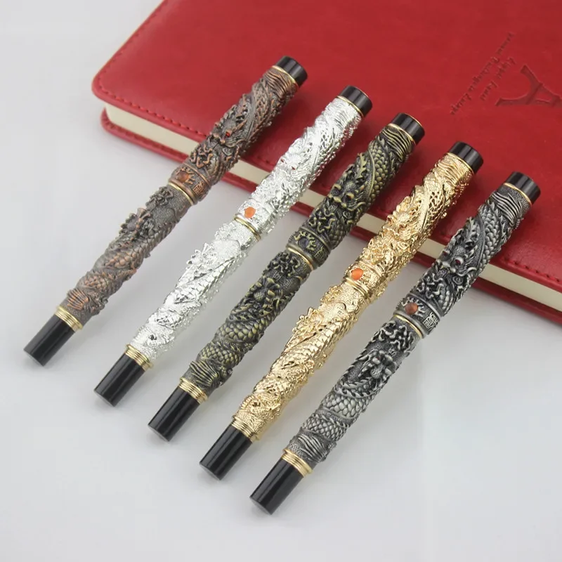 

The Most Complete Gift JinHao Luxury Dragon Fountain Pen Vintage 18KGP 0.5MM Nib Ink Pens for Writing Stationery Office Supplies