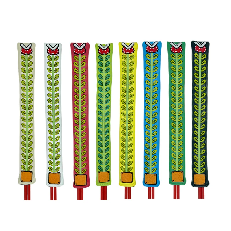 Golf pointer cover Infinitely long man-eating flowers  Double-sided embroidery Golf Alignment Stick Cover PU Leather