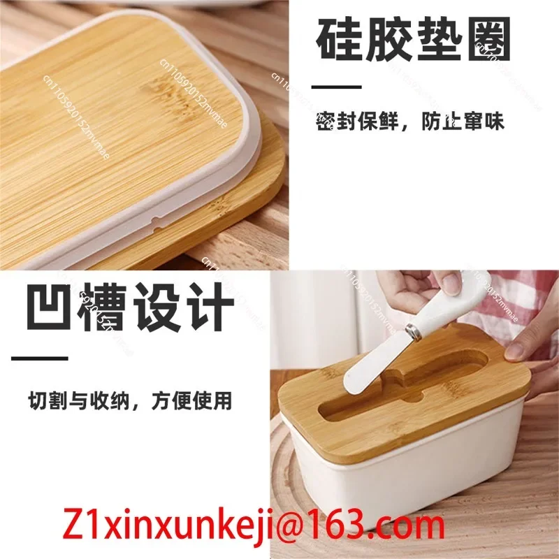 Ceramic Butter Box with Lid Spread Rectangular Household Cheese Fresh-keeping Sealed Jar