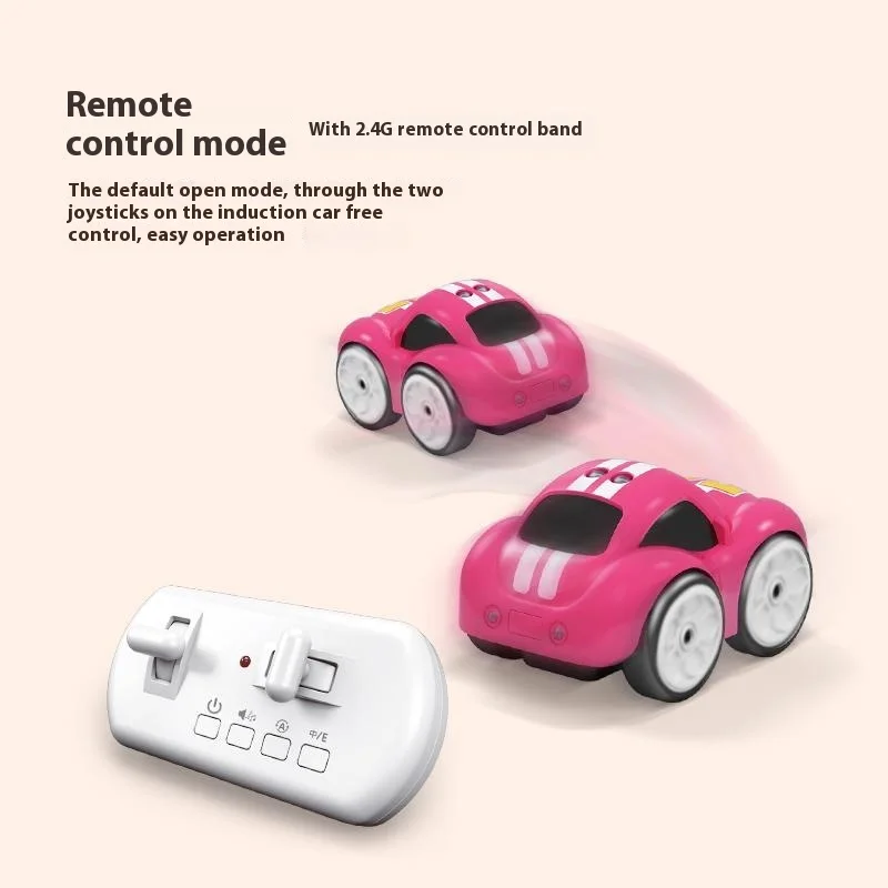 어린이용 지능형 감지 리모컨 자동차 장난감, 카보이 아기 미니 충전 음악 카팔로우, 장애물 회피 소형 자동차