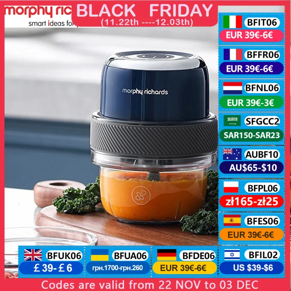 MORPHY RICHARDS เครื่องบด MR9403ไฟฟ้า, เครื่องบดเนื้อความเร็วสูงแบบพกพา3ชาม