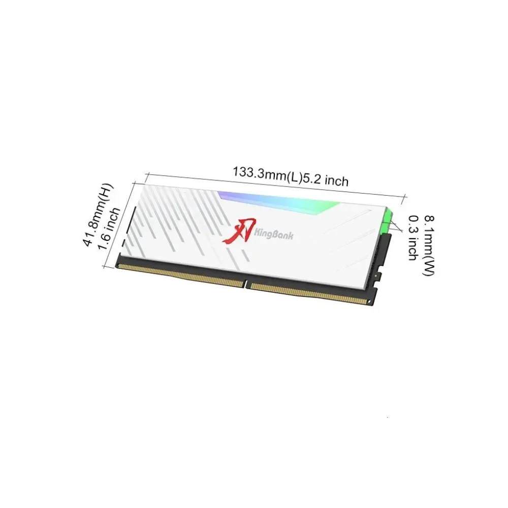 

RAM Kingbank Desktop DDR5 White RGB 16G 6400 RAM - 16 GB DDR5 6400 MHz CL32 RGB Lighting 288 Pins Dual 51200 MB/s.