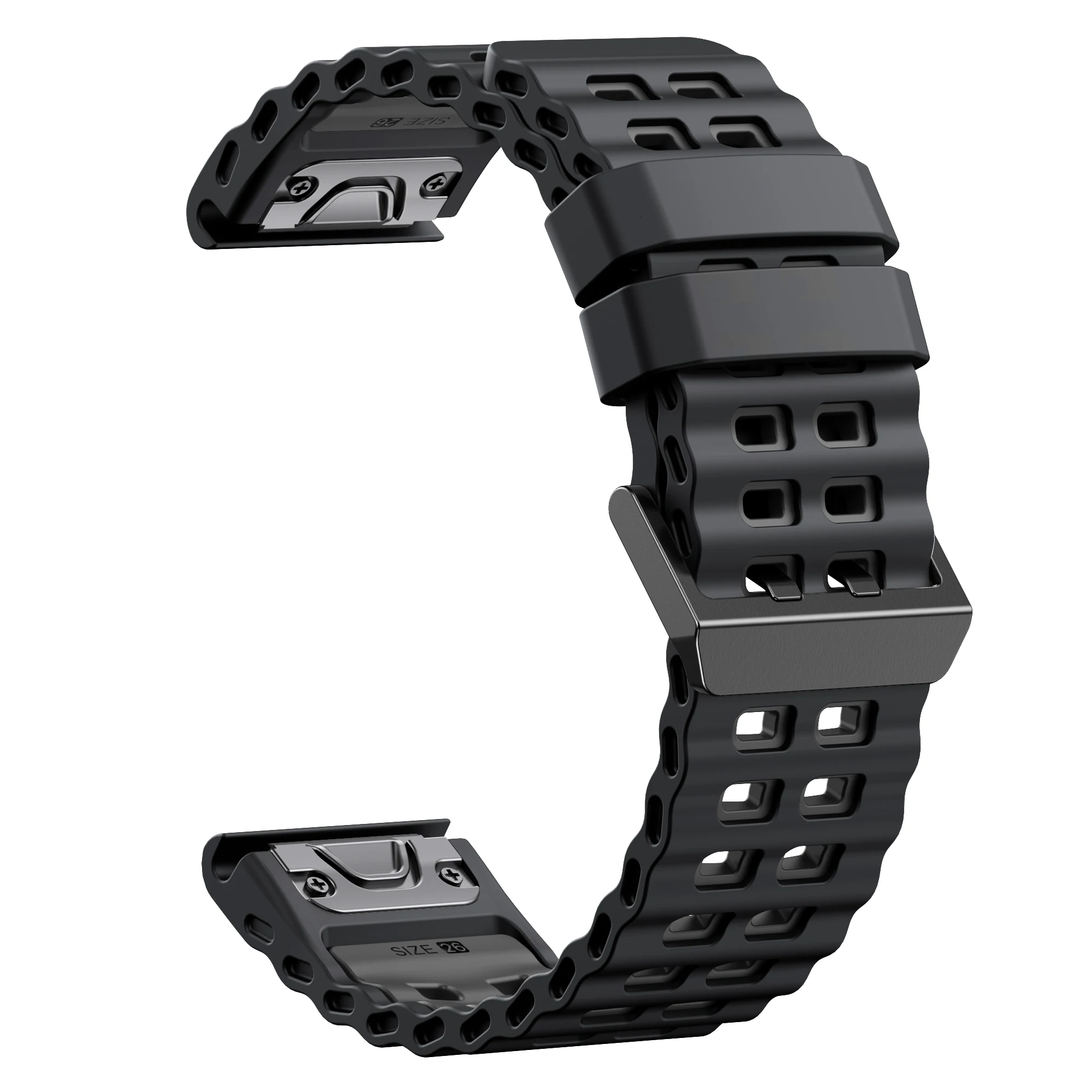 Marine Zweifarbiges Schnellverschluss-Silikon-Uhrenarmband mit 316SS-Schnalle für Garmin Fenix 5-8, Tactix, Epix Pro, Instinct – Detail 9