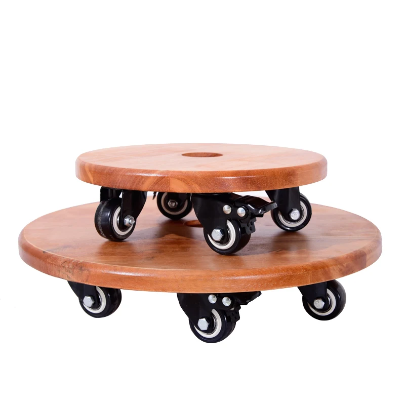 Mobile flowerpot tray with thickened roller base, rectangular oak universal wheel, load-bearing flower tray pulley, bottom brack