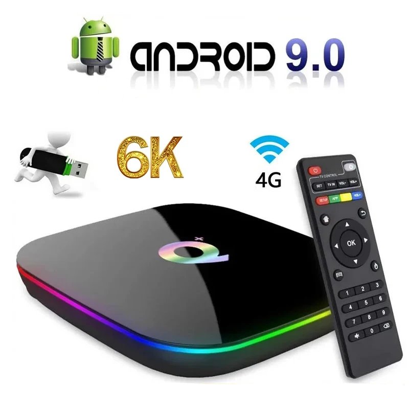 Q Plus Smart TV Box Android 9.0 TV Box 2GB RAM 16GBROM HD 6K USB Allwinner H6 WIFi Set Top Box