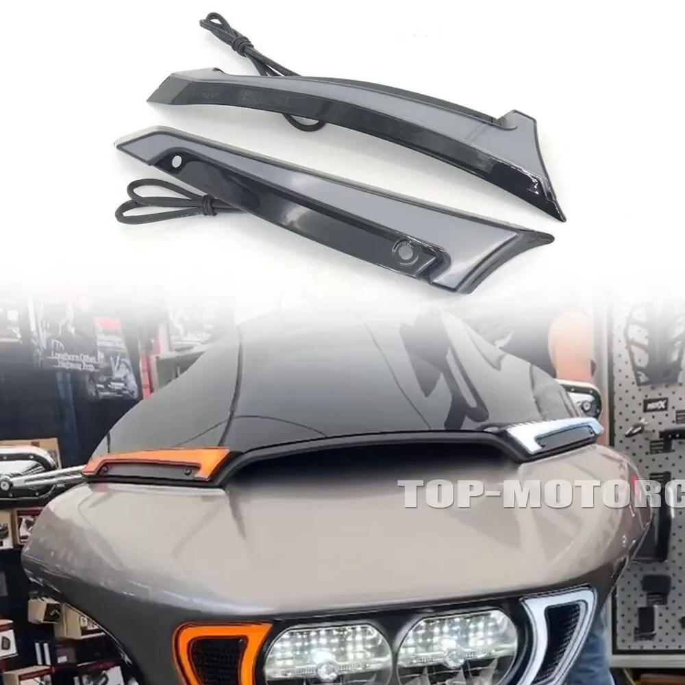 

NEW Running Trim Lights W/ Turn Signals Windscreen LED Trim Lights Motorcycle For Harley Road Glide FLTRX 2015-2023 Chrome/Black