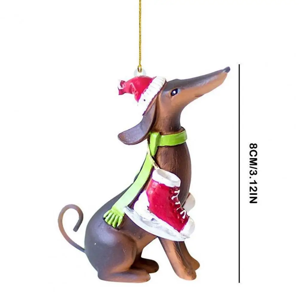 Christmas Tree Decor 3d Dachshund Dog Christmas Tree Pendant with Lanyard Festive Holiday Decor Shape Vivid Color Party for Dog