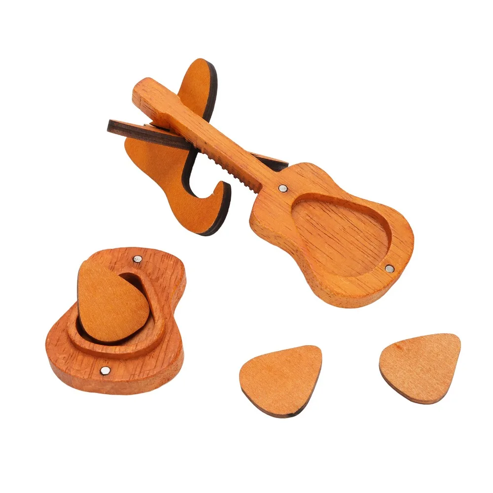 Oak Wood Guitar Pick Holder Brown Multifunctional Guitar Pick Case Storage Box Design 4.72 X 1.77in Guitar Pick Storage Box