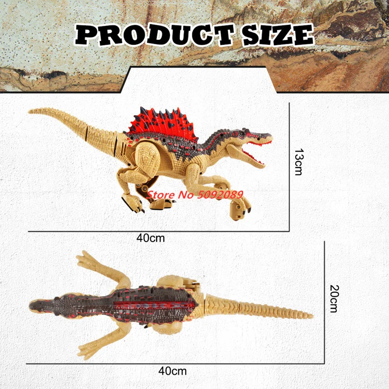 40cm 2.4G RC spinozaur Raptor Velociraptor Roar lampa turystyczna muzyka symulować dźwięk pilot zwierząt Robot chłopiec dziecko prezent