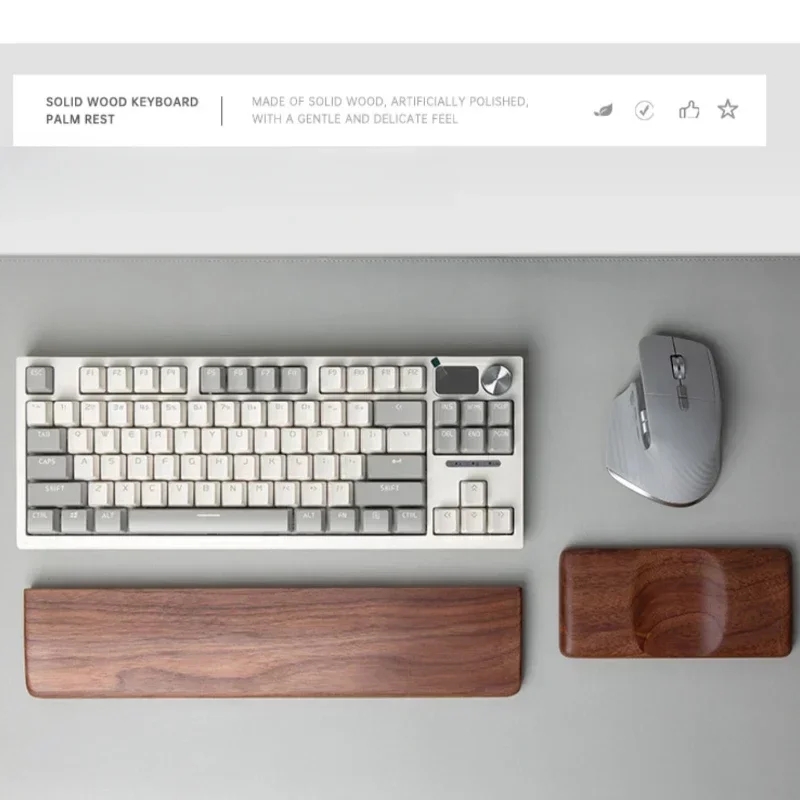 Ergonomic Anti-Slip Keyboard Cushion Comfortable Wrist Rest Black Walnut Palm Support Mouse Pad Office