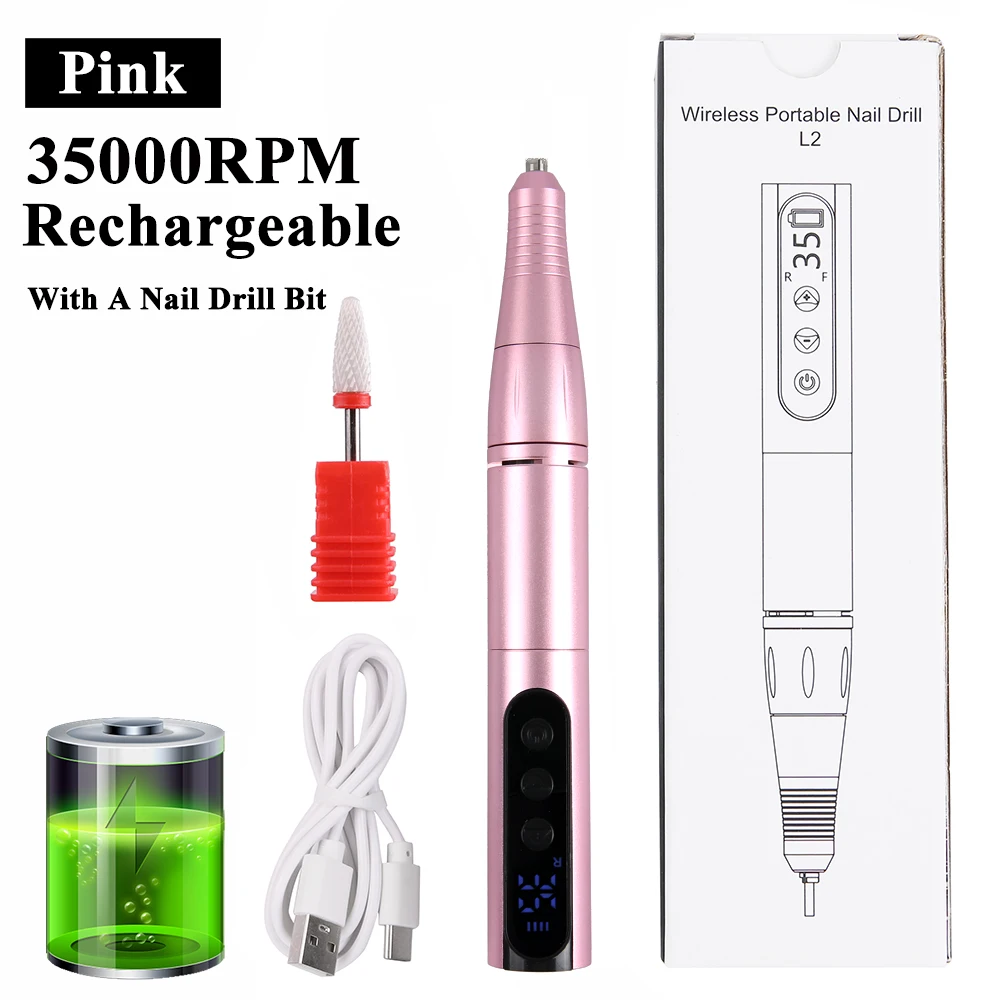 35000 RPM draadloze nagelboorpen met display nagelvijl polijstpen oplaadbare nagelboor handige nagelboor salontool