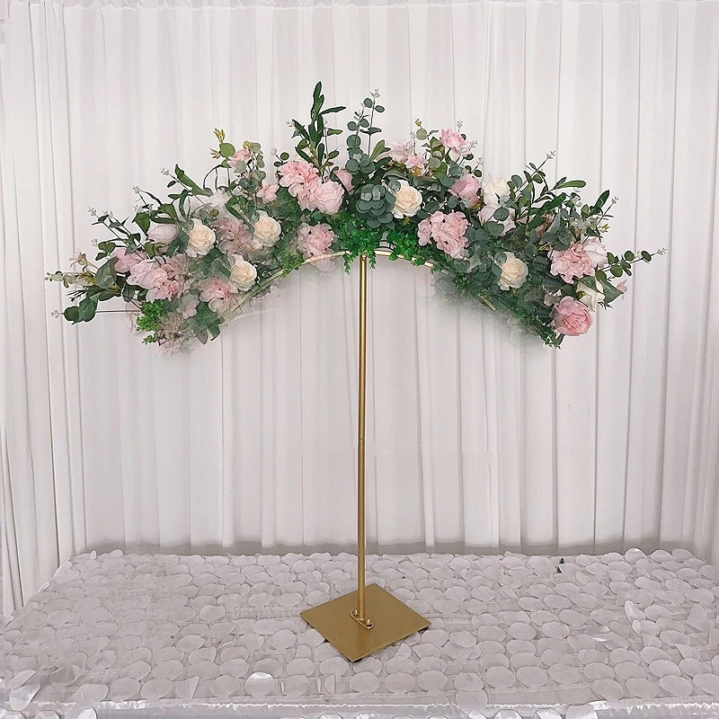 10PCS Gold Arch Stand Road Lead Wedding Table Centerpiece Flower Rack For Event Party Decoration