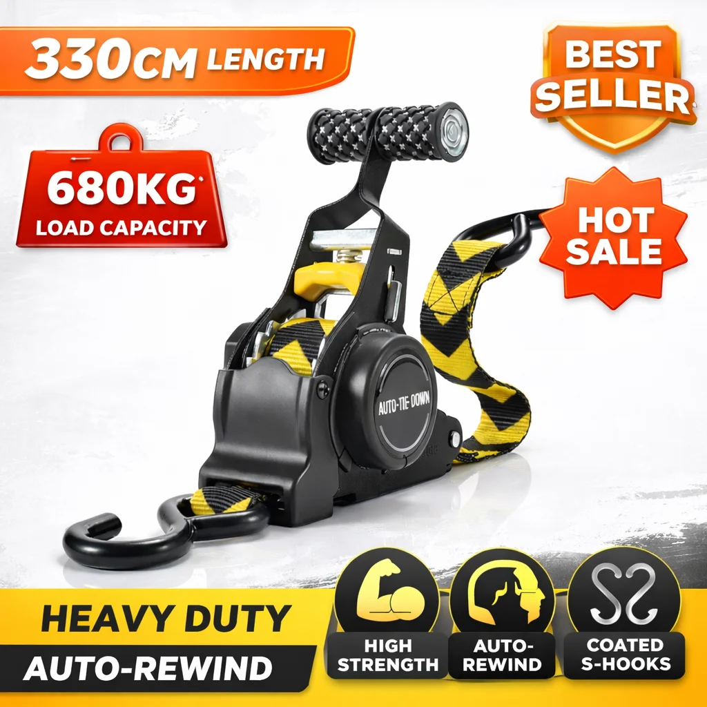 

Ремень-стропа с храповым механизмом, выдвижной, усиленный, грузоподъемность 680 кг, для грузовиков, прицепов, мотоциклов