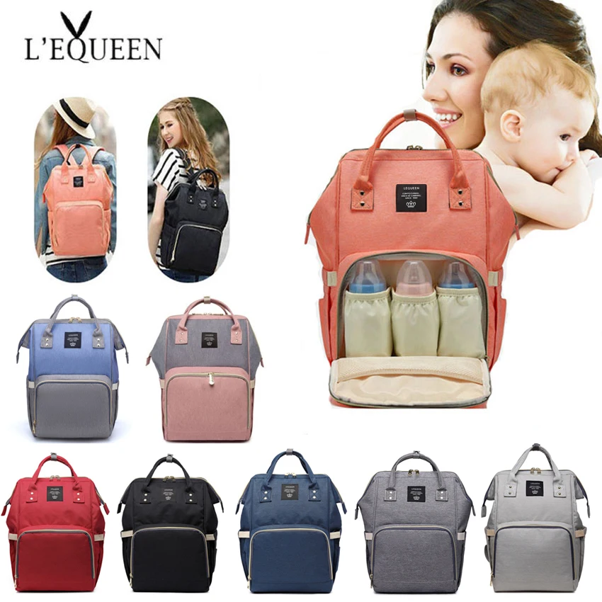 Lequeen Fashion Mummy Maternity Nappy Bag Large Capacity Nappy Bag Travel Backpack Nursing Bag for Baby Care Women\'s Fashion Bag