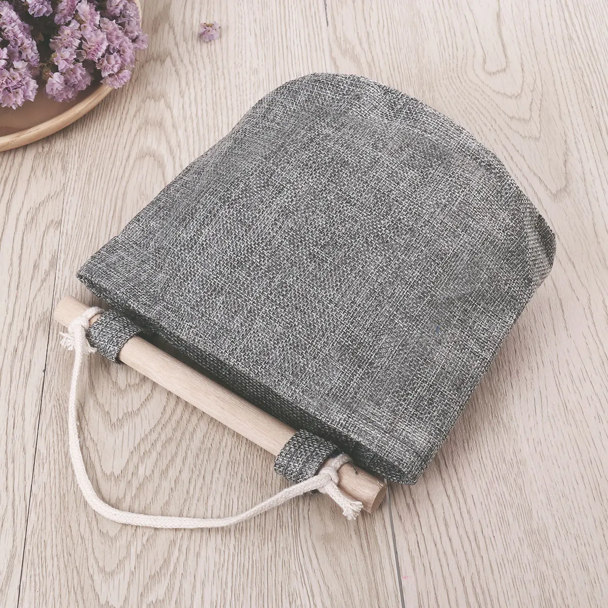 

Navy Style Storage Bag Wall Hanging Linen Organizer Vintage Bamboo Hanging Bag for Bedroom Kitchen Office Space Saving Home