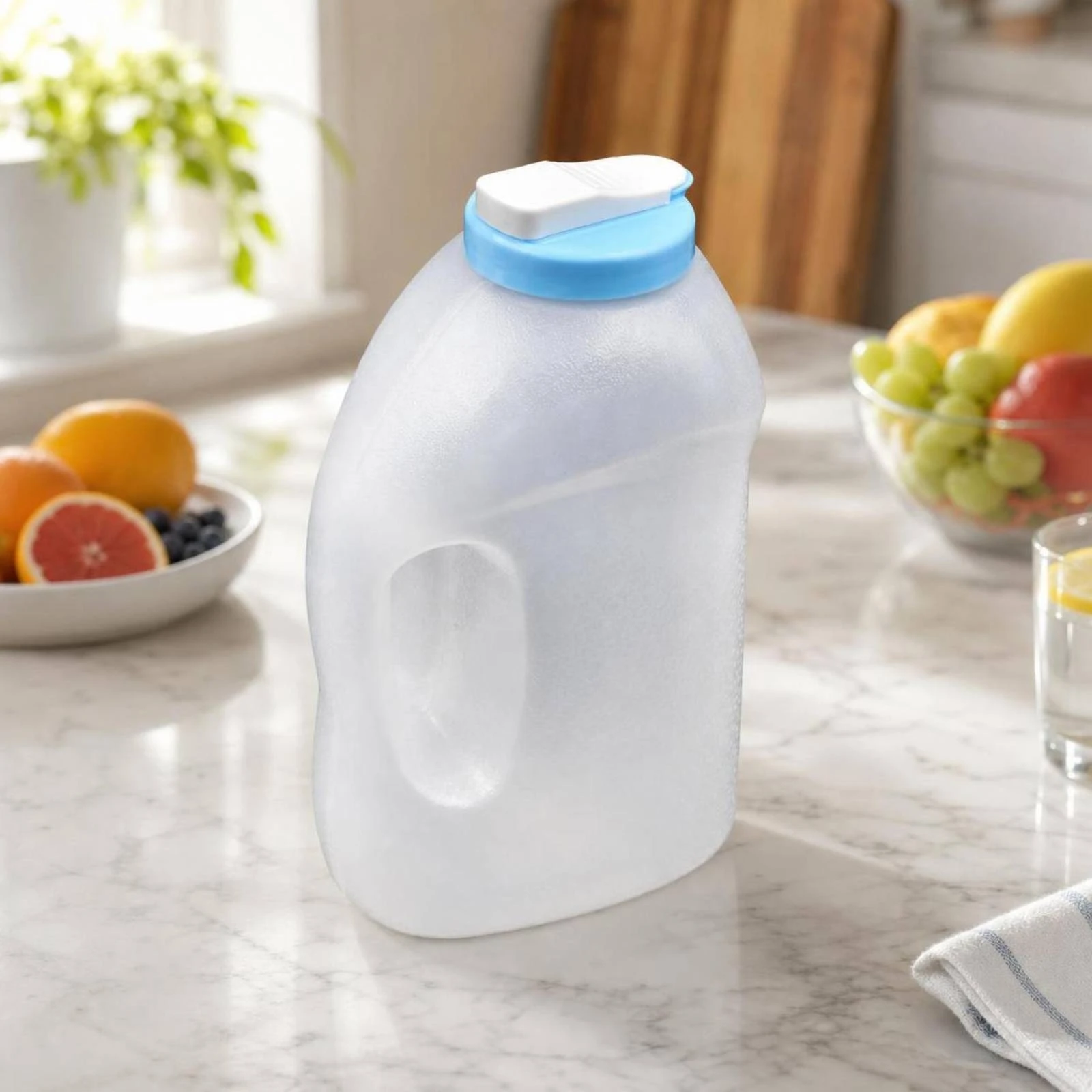 Plastic Jug with Lid Translucent Pitcher with Lid Carafe Shatterproof Vessel Leakproof for Kitchen, Tea Shops