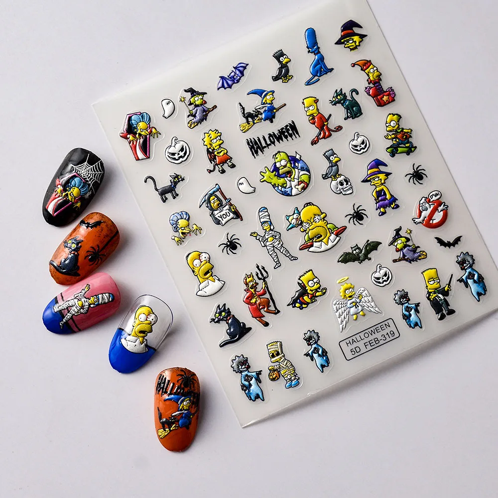 Pegatinas de uñas en relieve 5D de Anime de Disney, calcomanías de animales de dibujos animados para uñas, suministros para uñas, manicura