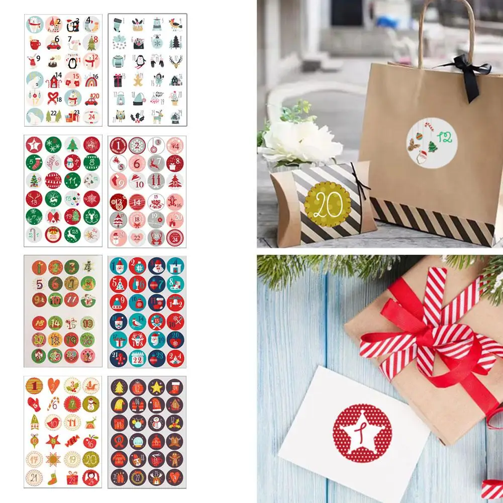 Merry Christmas Gift Stickers Advent Calendar Number Diy Labels Stickers Gift Paper Decor Tools Multi-function Packaging Cr U7l0