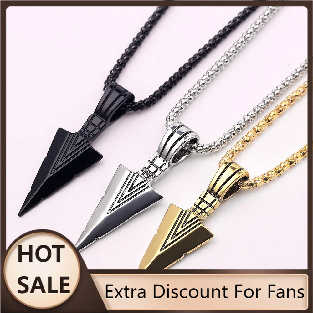 1PCS New Men's Design Matte Black Long Necklace with Arrow Pendant Jewelry Chain Hip Hop Punk Rock Christmas Halloween Gift