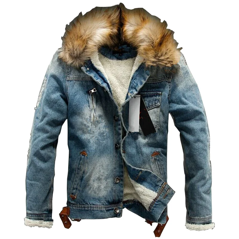 men's autumn and winter plus velvet thick large size 2023 new denim jacket Korean men's denim men's jacket couple models MY135