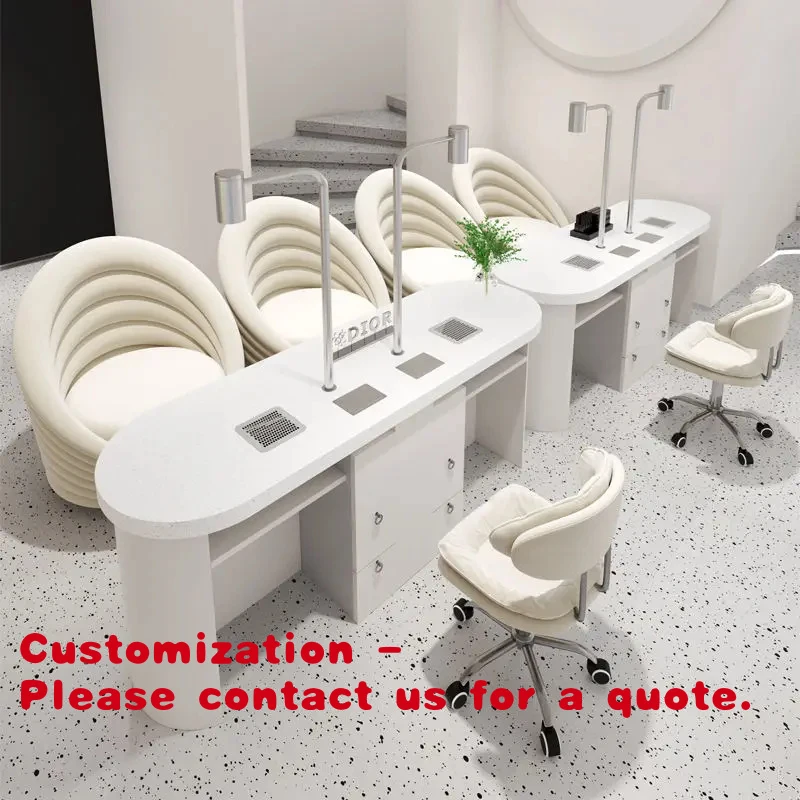 Customize.Beauty Salon Furniture Package Nail Bar Desk Tables with Chair Nail Station Furniture Manicure Table