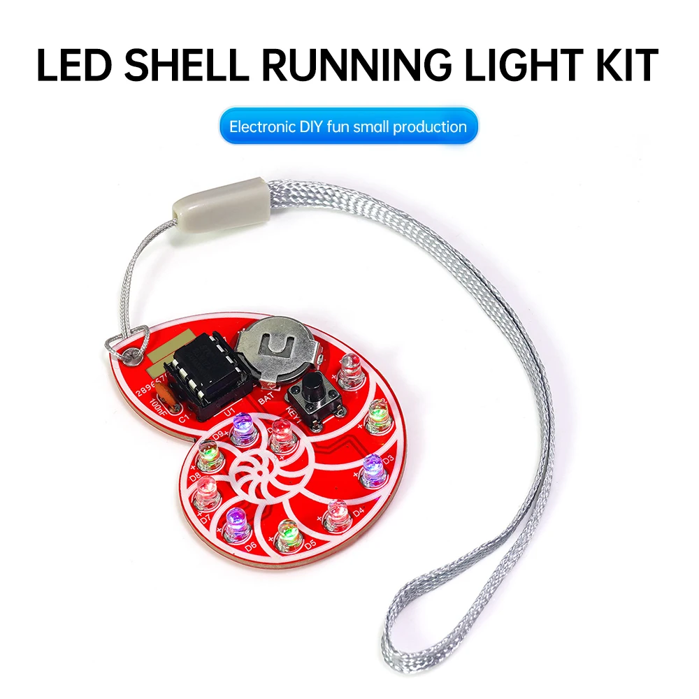 

LED Shell Running Light Kit Recurring Flash Pendant 7 Light Modes Fun Making Electronic DIY Kits Children's Creative Gifts