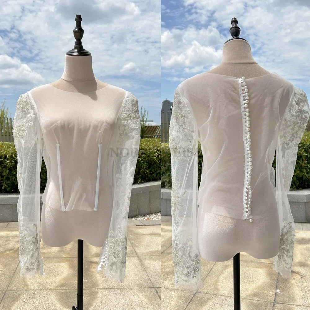 Crystal Beaded Appliques Wedding Jacket Lace Bridal Wrap Bolero Plus Size Sequined Weddng Coat