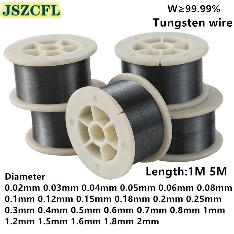 Alambre de tungsteno de alta pureza para purificador de aire, 99.99% W, diámetro de Metal de 0,01mm-2mm, electrostático, bricolaje, longitud de 1M 5M