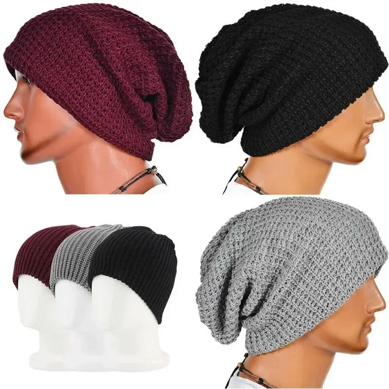 Fashion Beanies for Men Solid Woolen Thickened Knit Cap Warm Hat Man Beanie Winter Hats Casual Hip Hop Cap Unisex Skull Caps